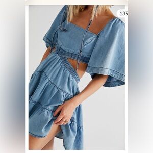 Free People Cross of Sunlight Denim Mini Dress